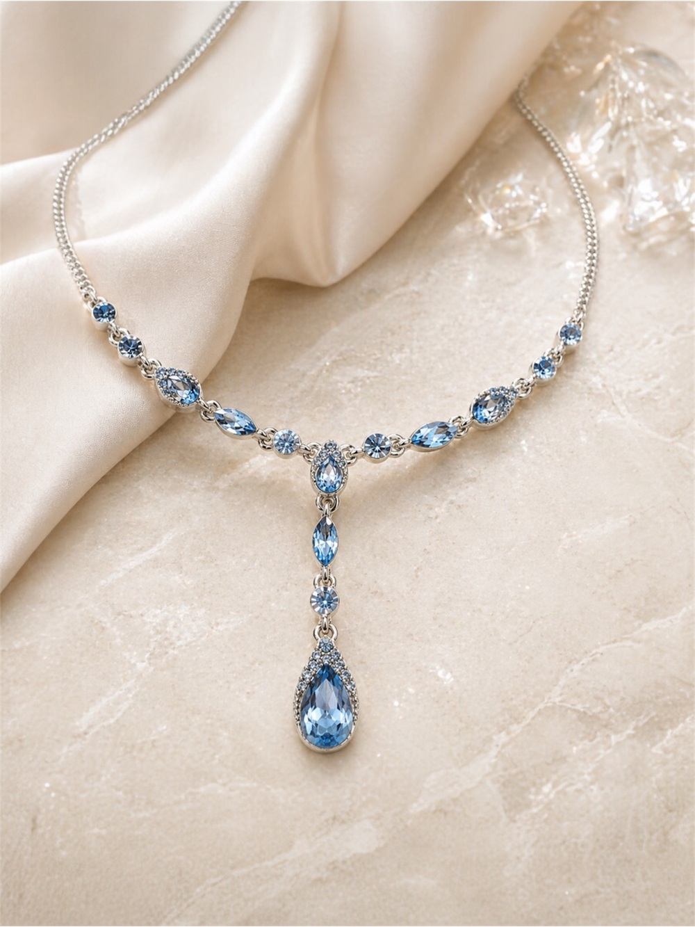 Givenchy Crystal Pear-Shape Lariat Necklace, 16" + 3" extender - Picture 3 of 5